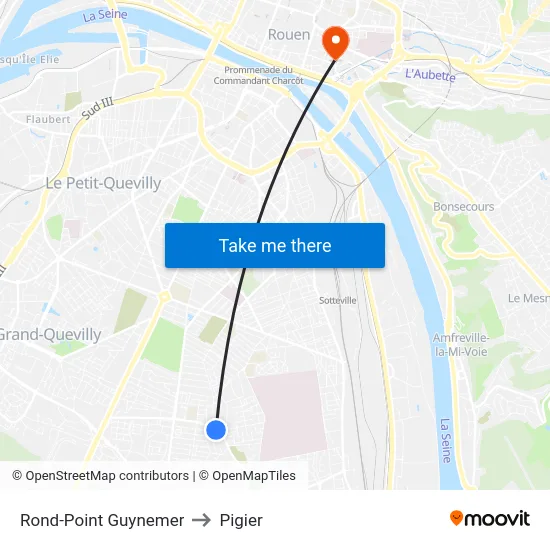 Rond-Point Guynemer to Pigier map