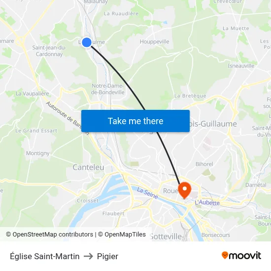 Église Saint-Martin to Pigier map