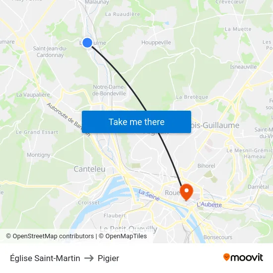 Église Saint-Martin to Pigier map