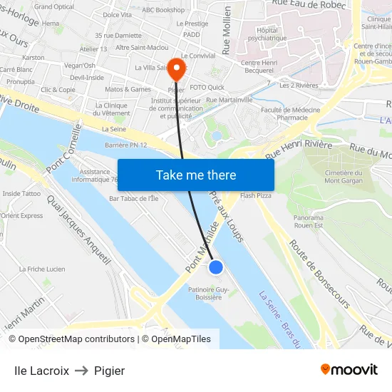 Ile Lacroix to Pigier map