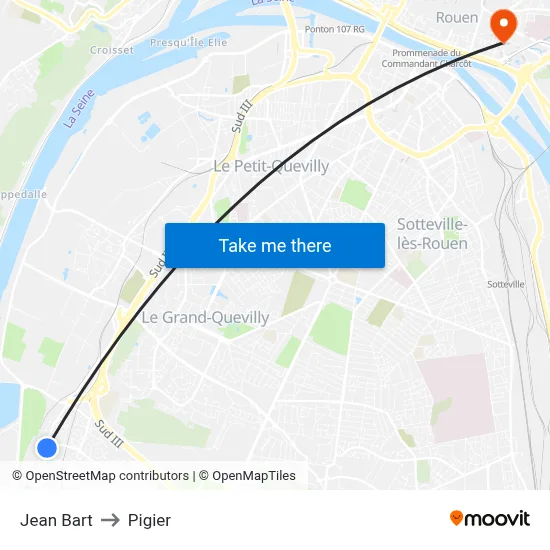 Jean Bart to Pigier map