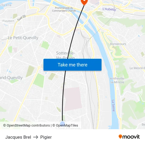 Jacques Brel to Pigier map