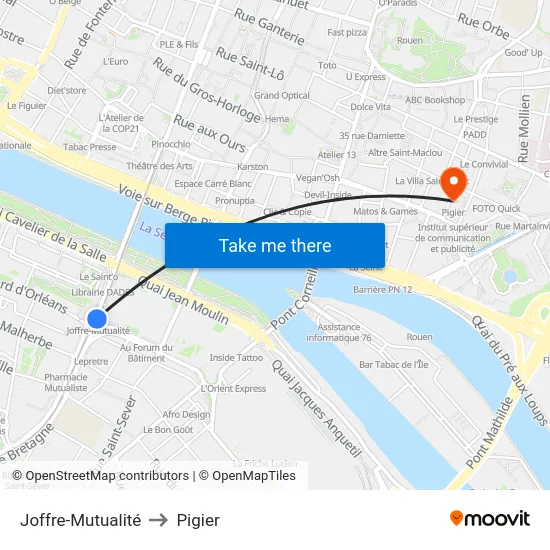 Joffre-Mutualité to Pigier map