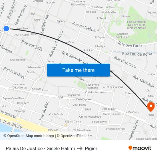 Palais De Justice - Gisele Halimi to Pigier map