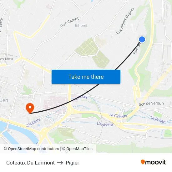 Coteaux Du Larmont to Pigier map