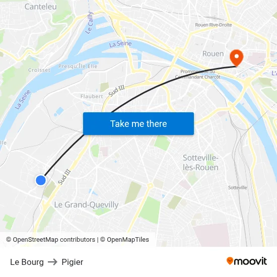 Le Bourg to Pigier map