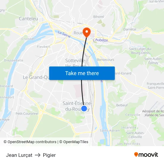 Jean Lurçat to Pigier map