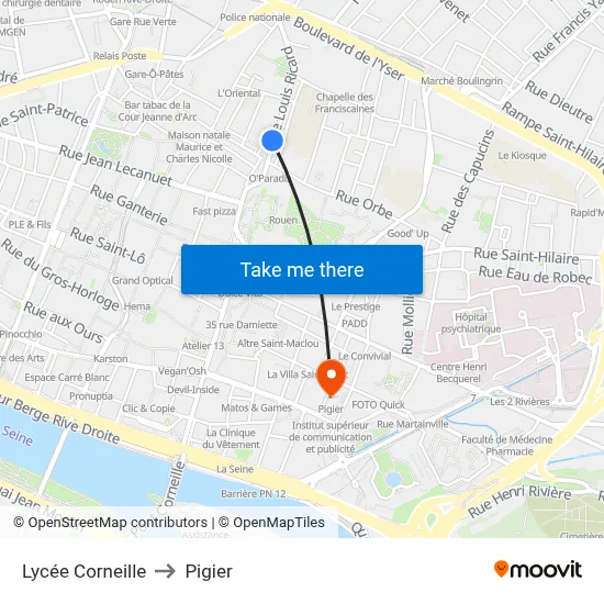 Lycée Corneille to Pigier map