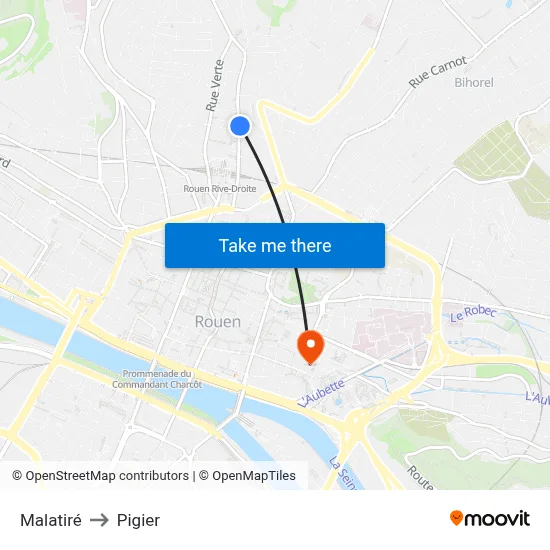 Malatiré to Pigier map