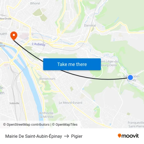 Mairie De Saint-Aubin-Épinay to Pigier map