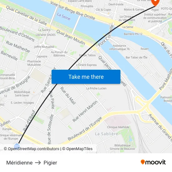 Méridienne to Pigier map