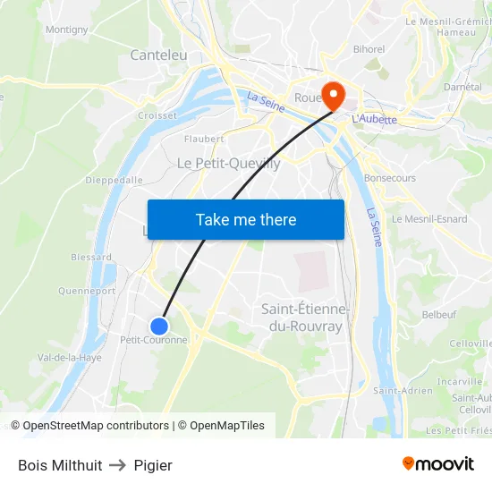 Bois Milthuit to Pigier map