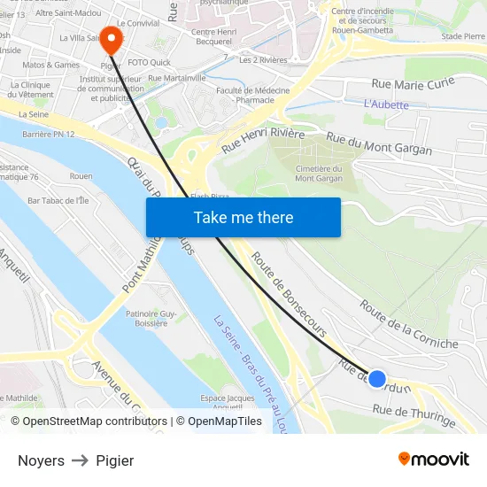 Noyers to Pigier map