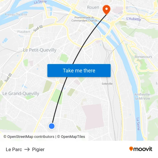 Le Parc to Pigier map