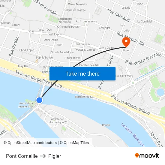 Pont Corneille to Pigier map