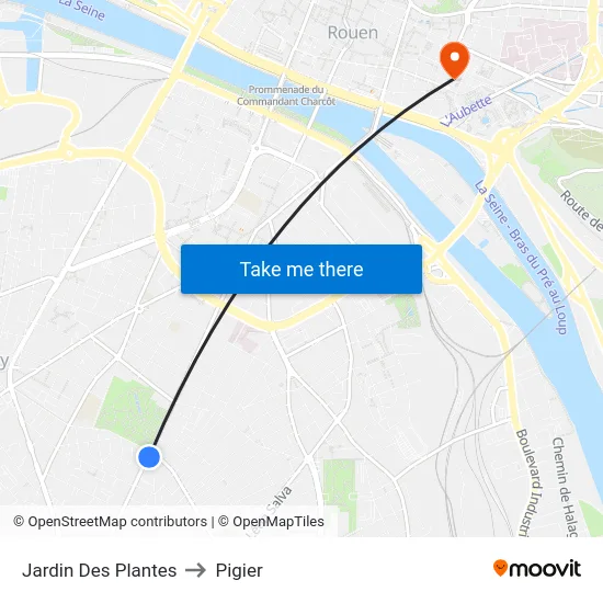Jardin Des Plantes to Pigier map