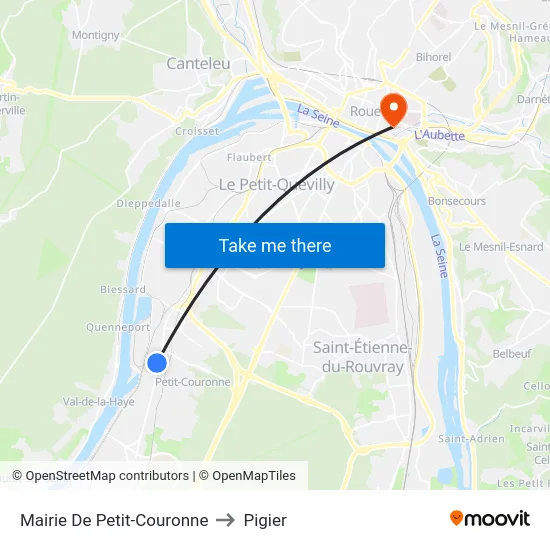 Mairie De Petit-Couronne to Pigier map