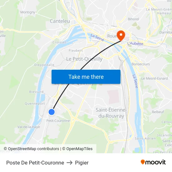 Poste De Petit-Couronne to Pigier map