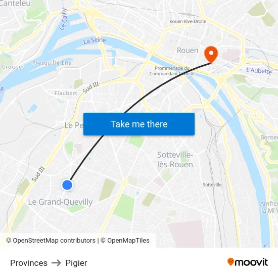 Provinces to Pigier map