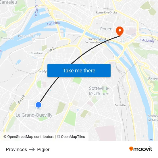 Provinces to Pigier map