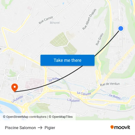 Piscine Salomon to Pigier map