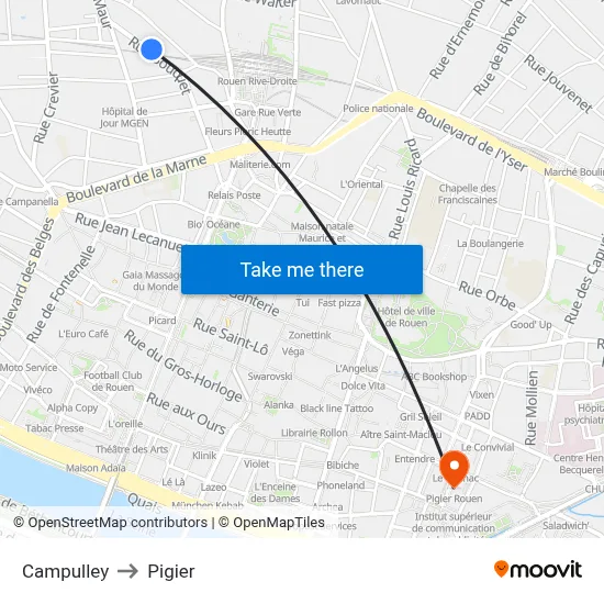 Campulley to Pigier map