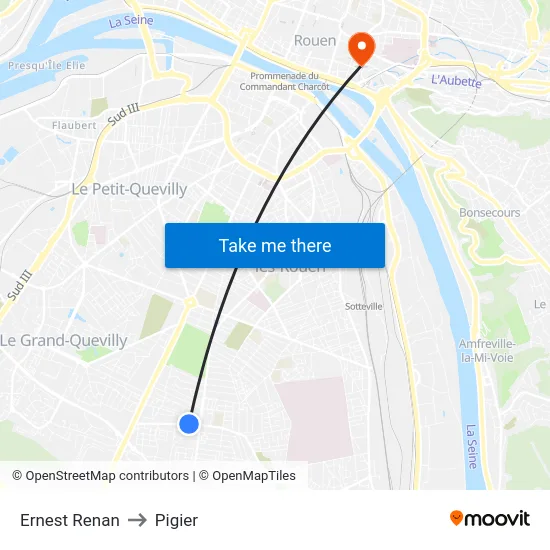 Ernest Renan to Pigier map