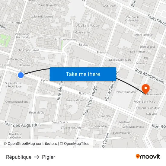 République to Pigier map