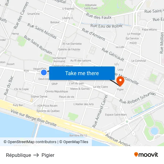 République to Pigier map