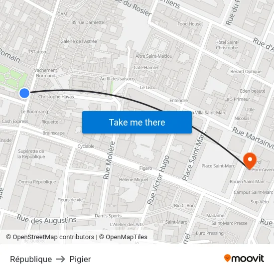 République to Pigier map