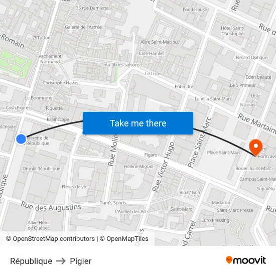 République to Pigier map