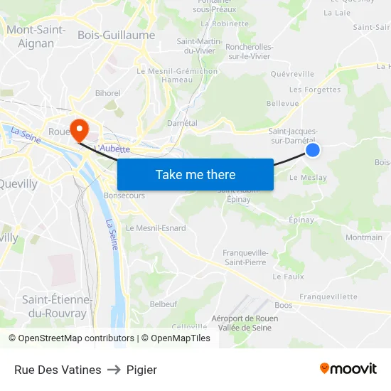 Rue Des Vatines to Pigier map