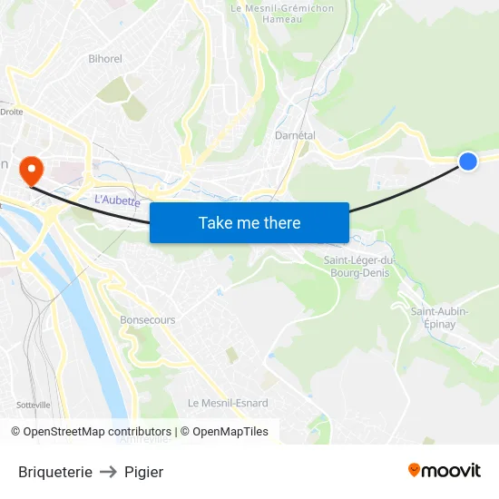 Briqueterie to Pigier map