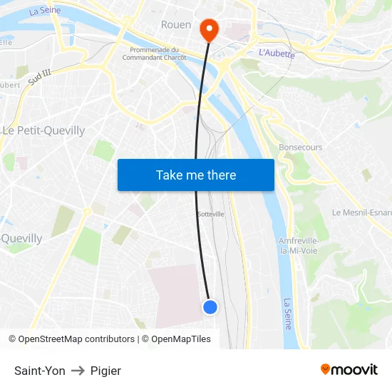 Saint-Yon to Pigier map