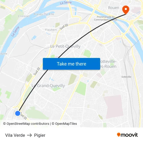 Vila Verde to Pigier map