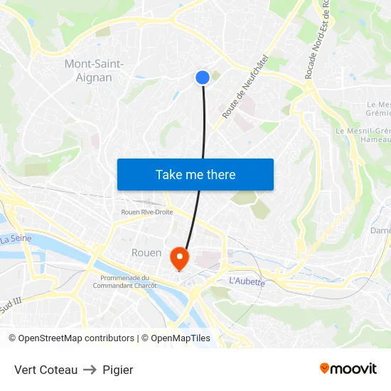 Vert Coteau to Pigier map