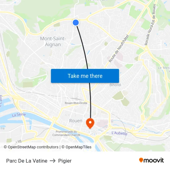 Parc De La Vatine to Pigier map