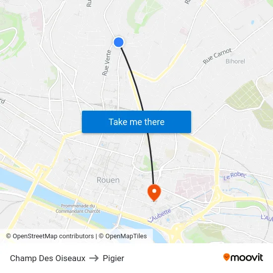 Champ Des Oiseaux to Pigier map