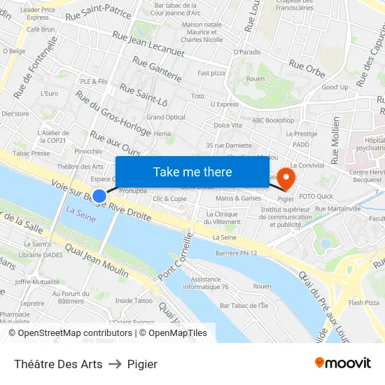 Théâtre Des Arts to Pigier map