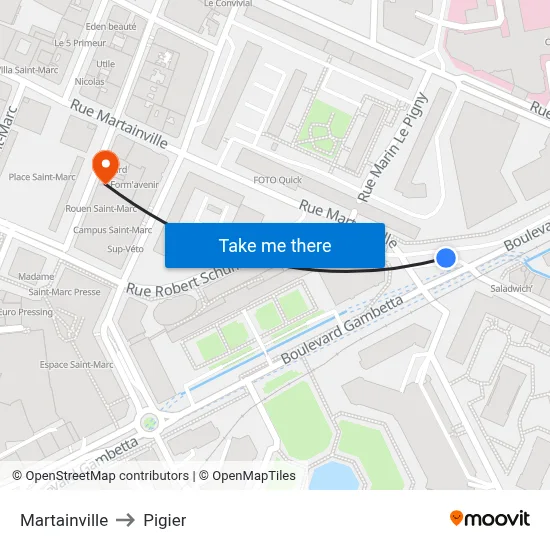 Martainville to Pigier map