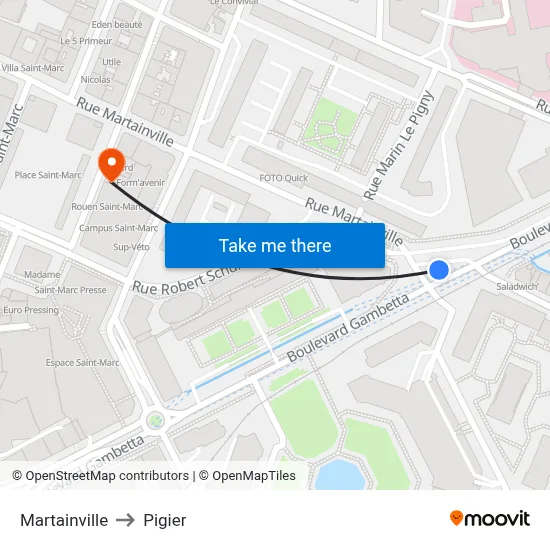 Martainville to Pigier map