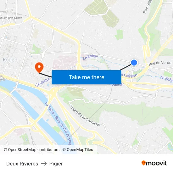 Deux Rivières to Pigier map