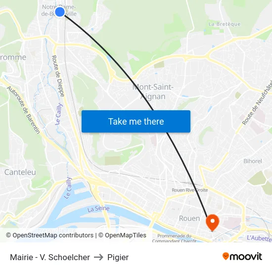Mairie - V. Schoelcher to Pigier map