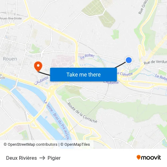 Deux Rivières to Pigier map