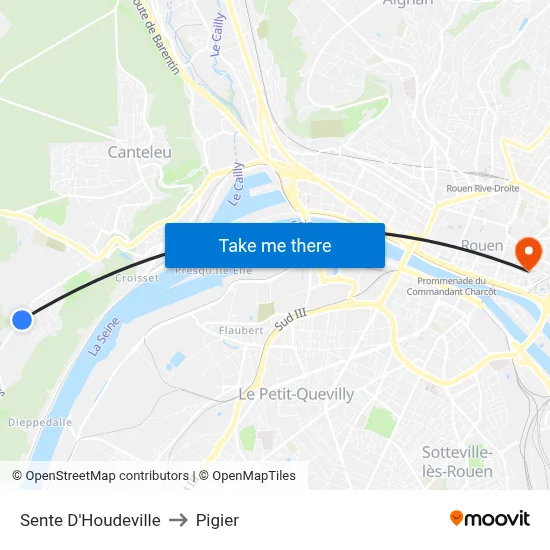 Sente D'Houdeville to Pigier map