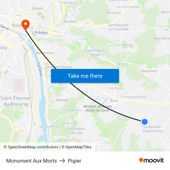 Monument Aux Morts to Pigier map