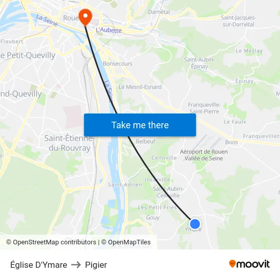 Église D'Ymare to Pigier map