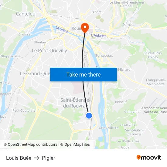 Louis Buée to Pigier map