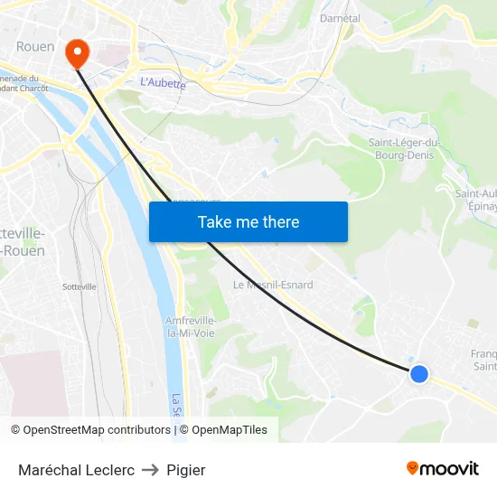 Maréchal Leclerc to Pigier map