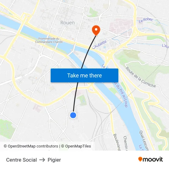 Centre Social to Pigier map